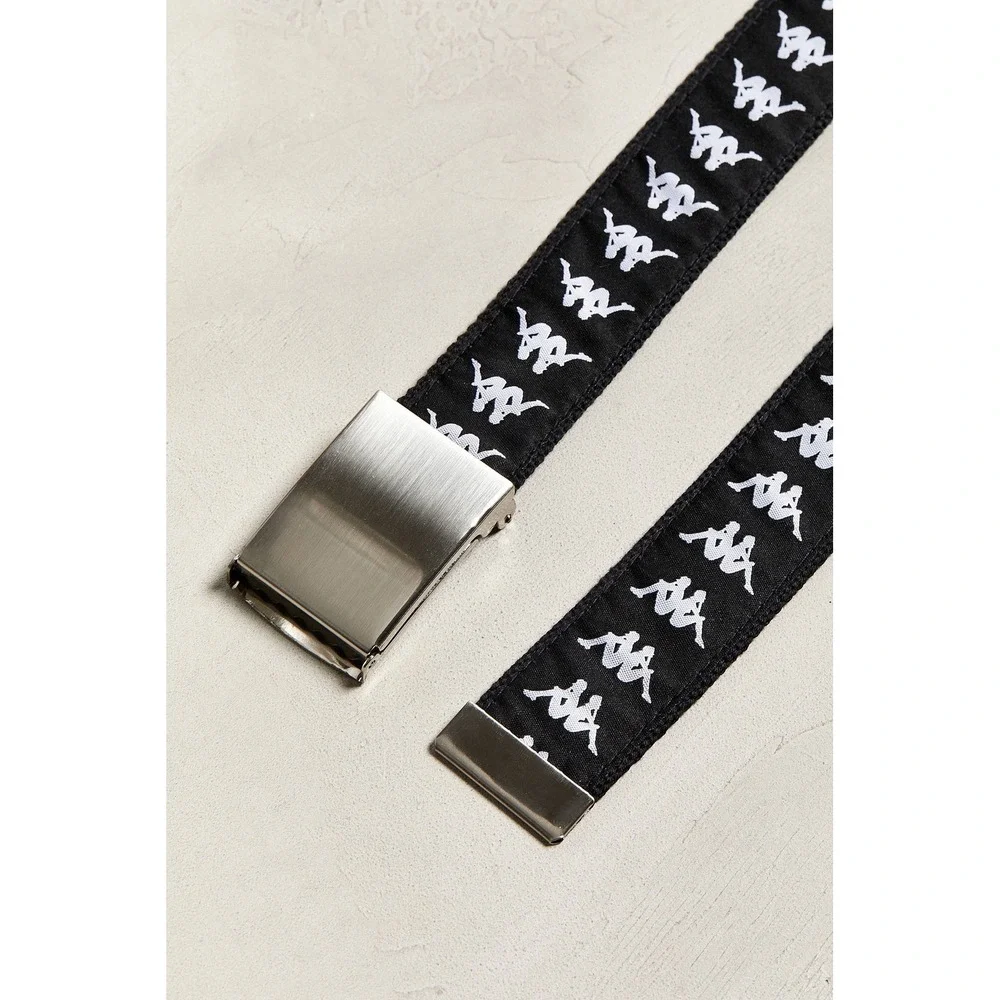 Kappa Logo Tape Web Belt Black White One Size NEW